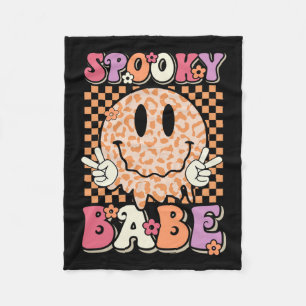 Cobertor De Velo Babe Groovy Halloween Leopard Sorri Olhado