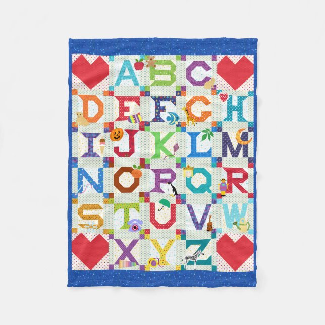 Cobertor De Velo Baby Boy Alphabet Quilt Design (Frente)