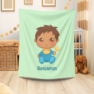 Cobertor De Velo Baby Boy Blue Jumpcase Nome Personalizado