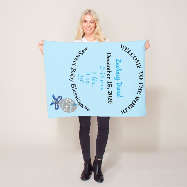 Cobertor De Velo Baby Boy Blue Rattle Fleece Blanket (In Situ)