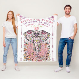 Cobertor De Velo Baby Girl Pink Birds Record Stats Elephant Tribe