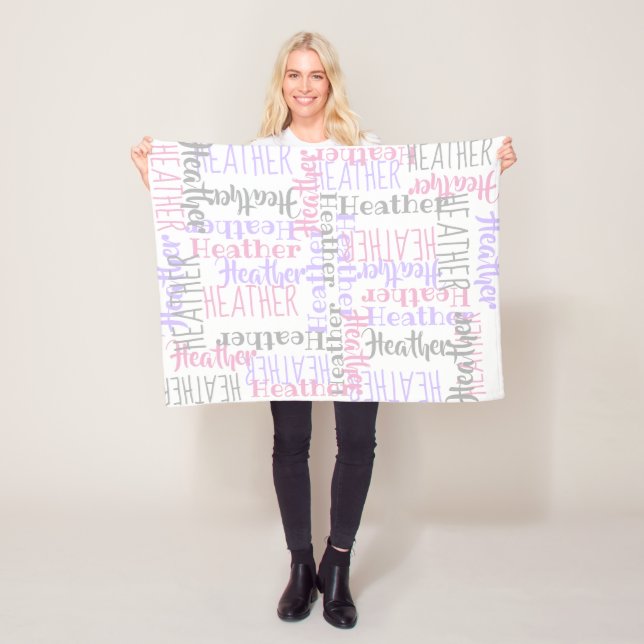 Cobertor De Velo Baby Girl Pink/Cinza Personalizado Nome (In Situ)