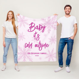Cobertor De Velo Baby Its Cold Outside Pink Snowflakes Script Girly