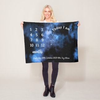 Cobertor De Velo Baby Milestone Galaxy Fleece Blanket