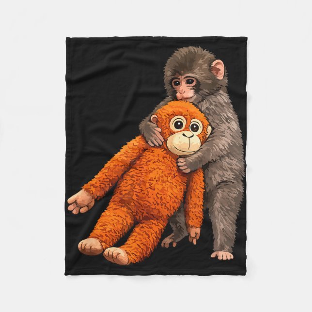 Cobertor De Velo Baby monkey punch hugging  (Frente)
