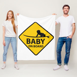 Cobertor De Velo Baby on Board funny baby design with surf board