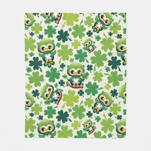 Cobertor De Velo Baby Owl Cute St Patrick Cartoon (Frente)