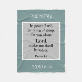 Cobertor De Velo Baby Personalizado, w Oração Noturna (Salm 4:8)