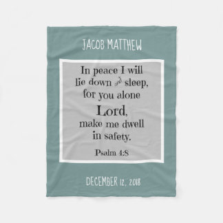 Cobertor De Velo Baby Personalizado, w Oração Noturna (Salm 4:8)