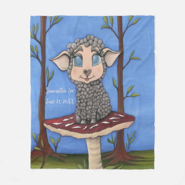 Cobertor De Velo Baby Sheep on Toadstool (Frente)
