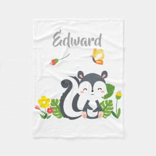 Cobertor De Velo Baby Skunk, Borboleta e Flores