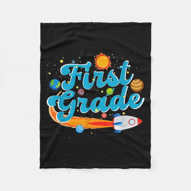 Cobertor De Velo Back to school outer space teacher first grade (Frente)