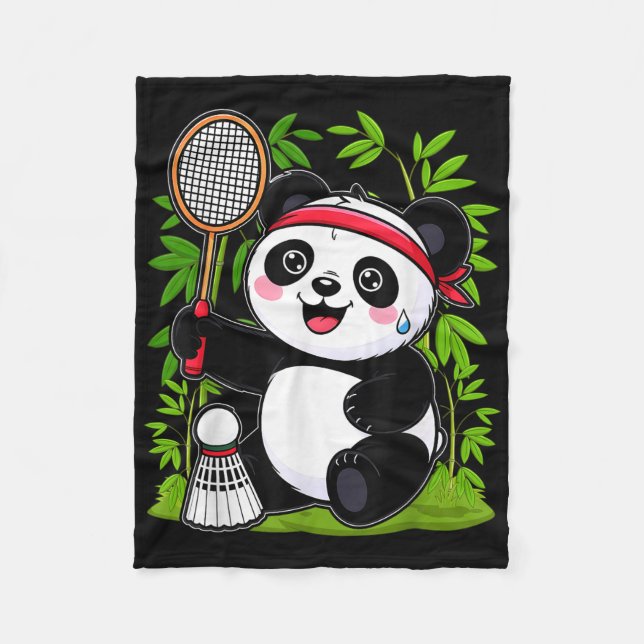 Cobertor De Velo Badminton Panda Escavado - Engraçado Shuttle Ani (Frente)