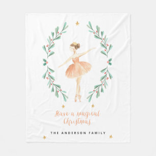 Cobertor De Velo bailarina de aquarela, botânica e fofo Natal
