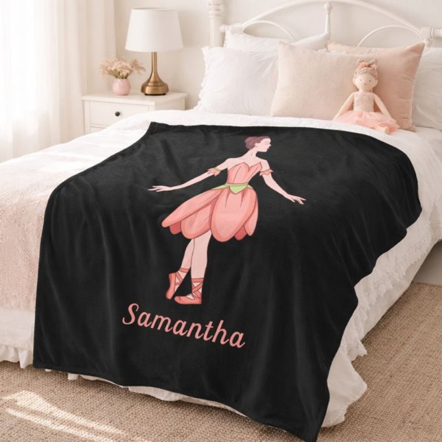 Cobertor De Velo Bailarina Preta e Rosa Personalizada (Criador carregado)