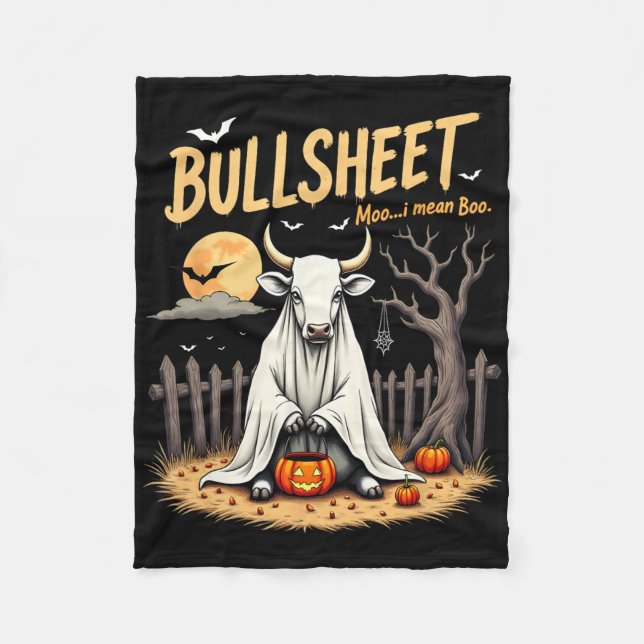 Cobertor De Velo Balão de Vaca Fantasma Trocadilho De Halloween Com (Frente)