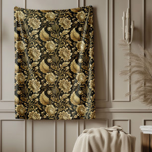 Cobertor De Velo Balão Dourado Elegante de Damasco em Estilo Negro 