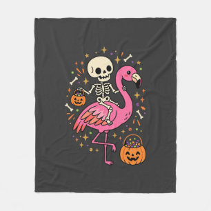 Cobertor De Velo Balde de Doces de Esqueleto de Flamingo de Hallowe