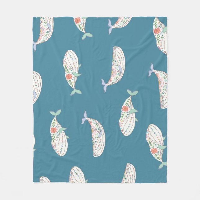 Cobertor De Velo Baleia escandinava, padrão dos animais marinhos (Frente)