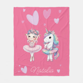 Cobertor De Velo Ballerina Cor-de-rosa-branca Unicorn Fleece Blanke
