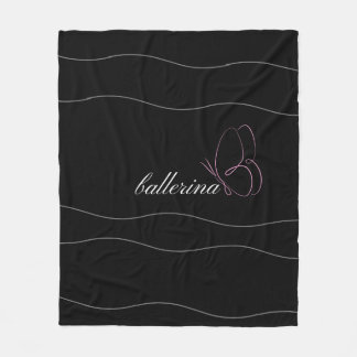 Cobertor De Velo Ballerina Minimalista e borboleta rosa preta