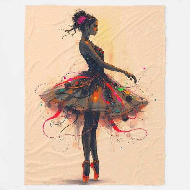 Cobertor De Velo Ballerina Tanzt in Farbexplosion (Frente)