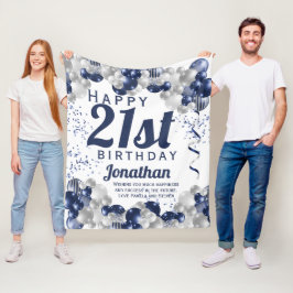 Cobertor De Velo Balões de Marinho aniversário de 21 anos
