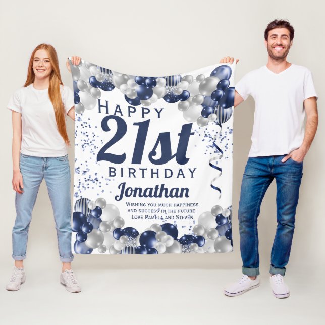 Cobertor De Velo Balões de Marinho aniversário de 21 anos (In Situ)