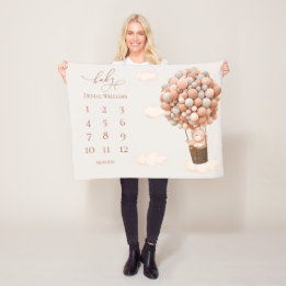 Cobertor De Velo Balões de Urso Castanho Bebê Branqueado Fleece Bla