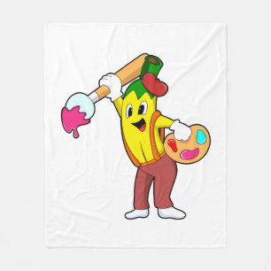 Cobertor De Velo Banana como Pintor com Pincel