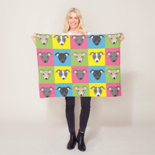 Cobertor De Velo Banda desenhada branca Padrão de pop de galgos ita
