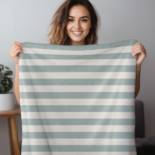 Cobertor De Velo Bandas Azuis e de Marfim Moderna Fazenda Grande