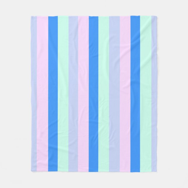 Cobertor De Velo Bandas verdes azuis, Lavandas, Rosa e Pastel (Frente)