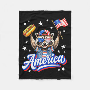 Cobertor De Velo Bandeira Americana Cachorro-Quente Guaxinim Améric