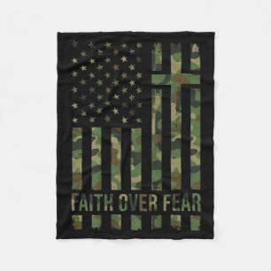 Cobertor De Velo Bandeira Americana Camuflada Fé Sobre Medo Patriot