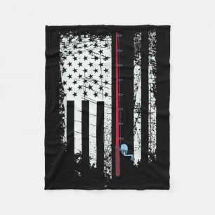 Cobertor De Velo Bandeira Americana Com Vara De Pesca - Pescador Pa