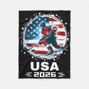 Cobertor De Velo Bandeira Americana de Hóquei EUA 2026 Mulheres Hom
