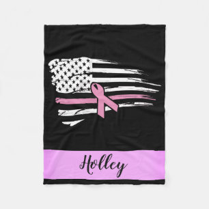 Cobertor De Velo Bandeira Americana de Sensibilização Rosa Person