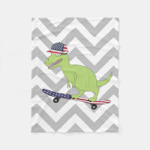 Cobertor De Velo Bandeira Americana Dinosaur Skateboard