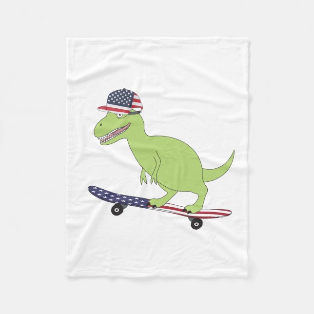 Cobertor De Velo Bandeira Americana Dinosaur Skateboard (Frente)