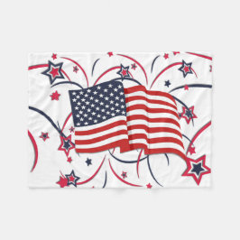 Cobertor De Velo Bandeira Americana e Fogos de Artifício
