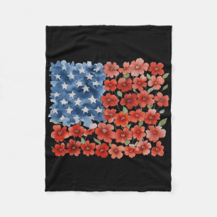 Cobertor De Velo Bandeira Americana Flor Retro Usa Patriótica 4 De 