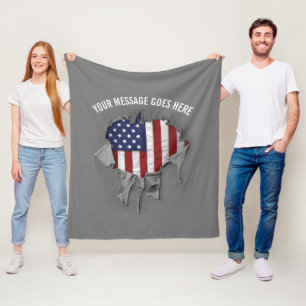 Cobertor De Velo Bandeira Americana Fragmentada, Rasgada e Rasgada