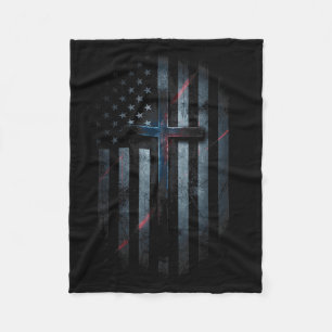 Cobertor De Velo Bandeira Americana Grunge E Cruz Fé Família Liberd