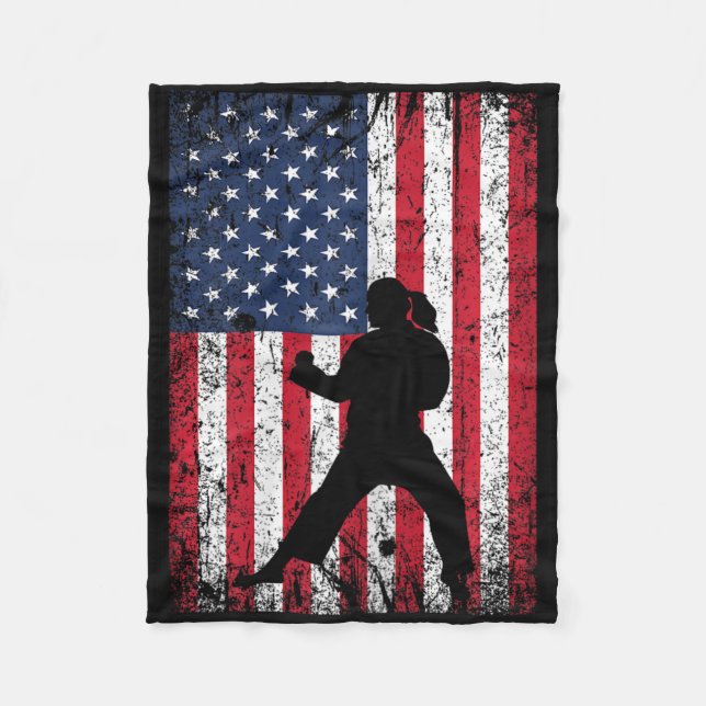 Cobertor De Velo Bandeira Americana Karate 4 De Julho Patriótico Gi (Frente)
