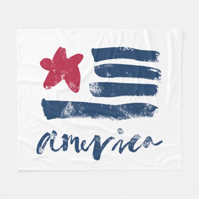 Cobertor De Velo Bandeira americana Paintstrokes (Frente (Horizontal))
