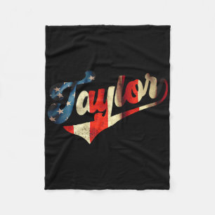 Cobertor De Velo Bandeira Americana Personalizada com o Nome Taylor