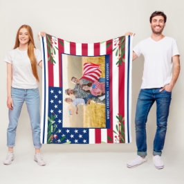 Cobertor De Velo Bandeira Americana Personalizada de Natal Patrióti