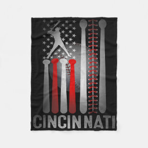 Cobertor De Velo Bandeira Americana Retro Cincinnati Distressed Bas