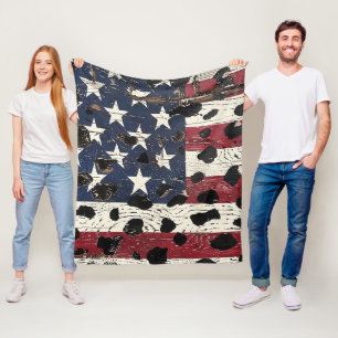 Cobertor De Velo Bandeira Americana Rústica com Estampa de Leopardo